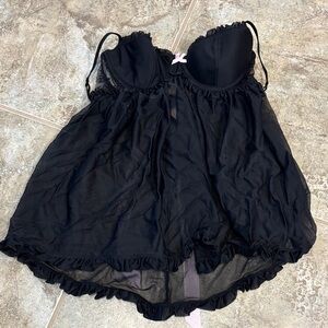 Victoria's Secret Black Sheer Chemise with Pink Accent
